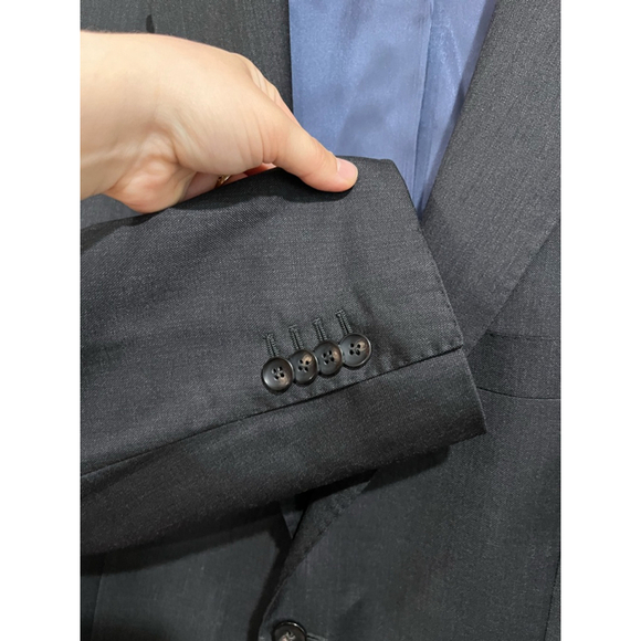 SuitSupply Charcoal Napoli Single Breasted Pure Wool Suit Jacket Size 46 Long - Picture 2 of 12